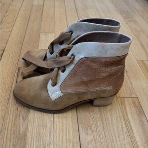 Antelope Tan and Cream Ankle Booties